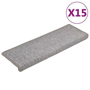 vidaXL Trappmattor 15 st 65x21x4 cm ljusgr&aring; rektangul&auml;r kant