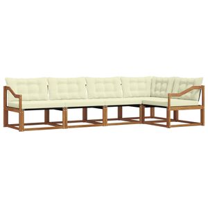 vidaXL Utomhussoffset med kudde 5 pcs Naturlig och Gr&auml;dde