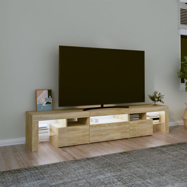 vidaXL Tv-bänk med LED-belysning sonoma ek 200x36,5x40 cm