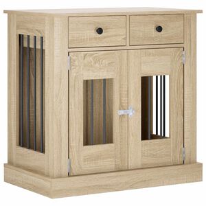 vidaXL Hundbur m&ouml;bel Sonoma-ek 80 x 47,5 x 80 cm Konstruerat tr&auml;