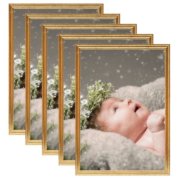 vidaXL Fotoramar 5 st f&ouml;r bord guld 15x21 cm MDF