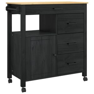 vidaXL K&ouml;ksvagn MONZA Svart 84 x 40 x 88,5 cm Massiv furu