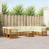 vidaXL Sektionsoffgrupp 11 pcs Naturlig och Gr&auml;dde Massivt Akaciatr&auml;