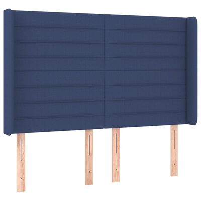 vidaXL Sänggavel med kanter blå 147x16x118/128 cm tyg