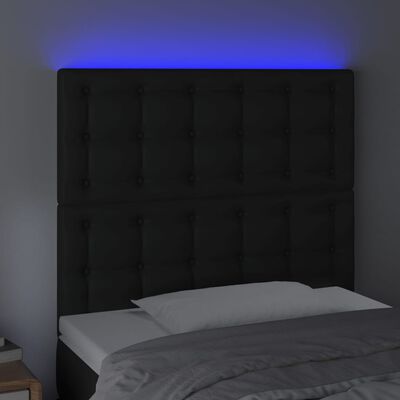 vidaXL Sänggavel LED svart 90x5x118/128 cm konstläder