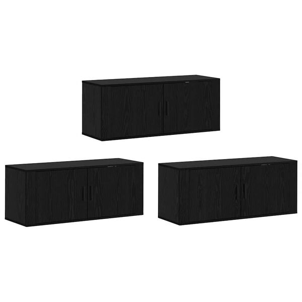 vidaXL V&auml;ggmonterad TV-byr&aring; Set 3 pcs Svart Ek 100 x 34,5 x 40 cm