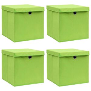 vidaXL F&ouml;rvaringsl&aring;dor med lock 4 st gr&ouml;n 32x32x32 cm tyg