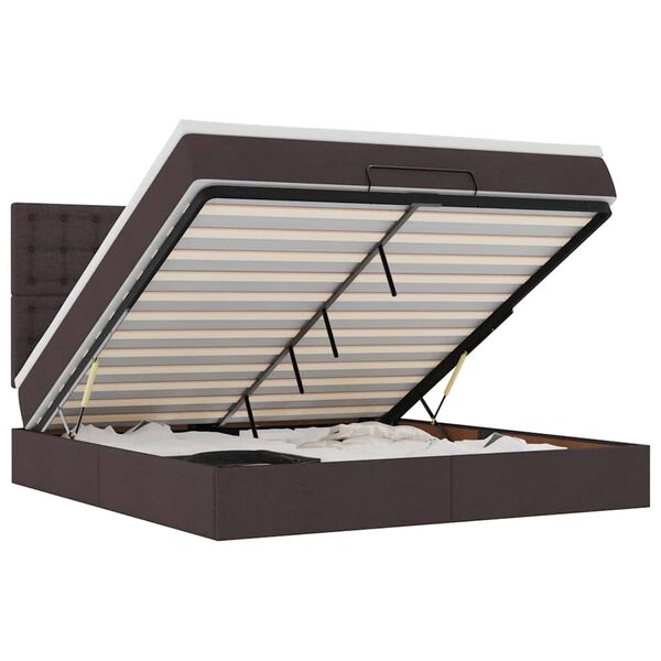 vidaXL Ottoman sängram med madrass mörkbrun 160x200 cm tyg