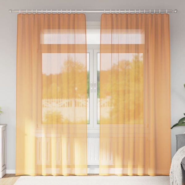 vidaXL Voile gardiner med stångfickor 2 st orange