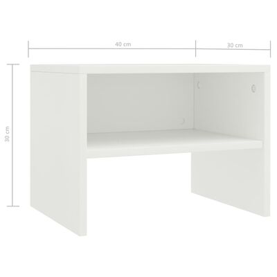 vidaXL Sängbord 2 st vit 40x30x30 cm konstruerat trä