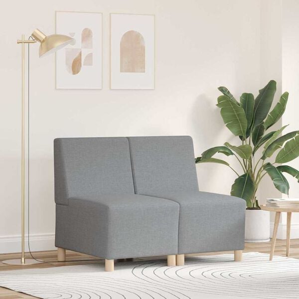 vidaXL Modulsofa utan armst&ouml;d 2 pcs Ljusgr&aring; 55 x 74 x 82 cm tyg