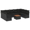 vidaXL Loungegrupp 10 delar med svarta dynor konstrotting