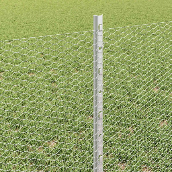 vidaXL St&auml;ngsel med stolpe Silver 0,6 x 10 m St&aring;l