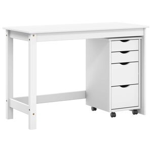 vidaXL Skrivbord och rullsk&aring;psset MOSS 2 st Vit