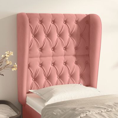 vidaXL Sänggavel med kanter rosa 83x23x118/128 cm sammet