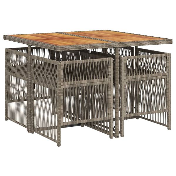 vidaXL Matgrupp f&ouml;r tr&auml;dg&aring;rden med dynor 5 delar gr&aring; konstrottning