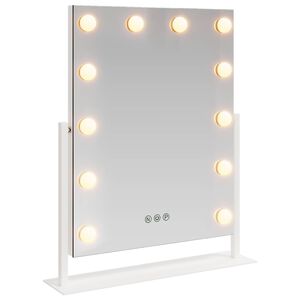 vidaXL LED-sminkspegel Vit 44 x 10 x 53 cm Glas och st&aring;l
