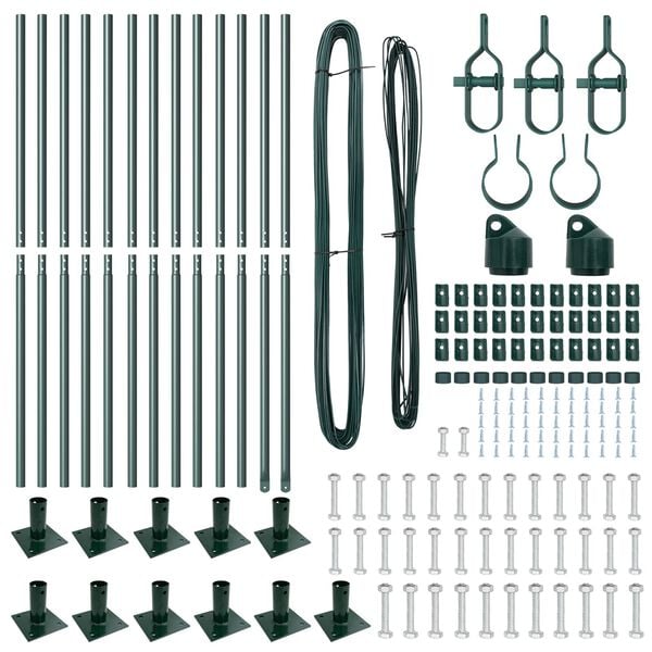vidaXL Staketstolpar 13 pcs Grön Ø32mm 130 cm Galvaniserat stål
