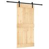 vidaXL Skjutd&ouml;rr Naturlig och svart 95 x 210 cm Massiv furutr&auml;d&ouml;rr