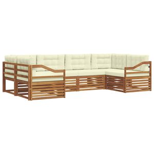 vidaXL Utomhussoffset med kudde 6 pcs Naturlig och Gr&auml;dde