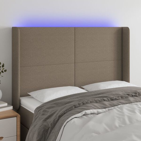 vidaXL S&auml;nggavel LED taupe 147x16x118/128 cm tyg