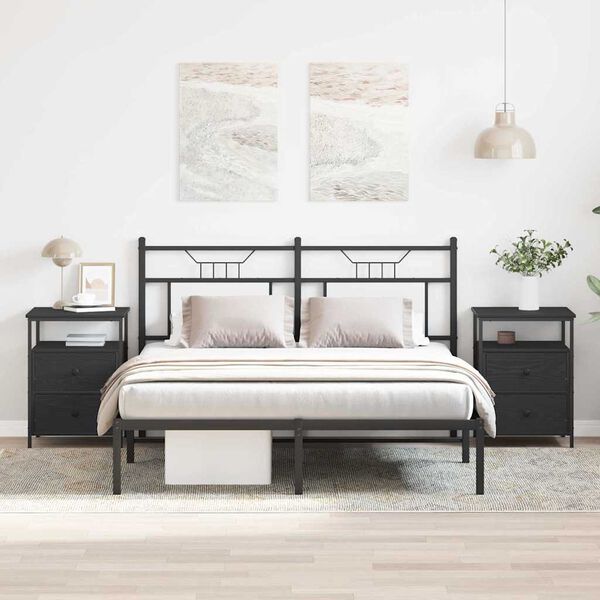 vidaXL Nattduksbord 2 pcs Svart Ek 34 x 35,5 x 50 cm Konstruerat tr&auml;