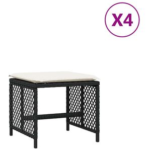 vidaXL Tr&auml;dg&aring;rdspallar med dynor 4 st svart 41x41x36 cm konstrotting