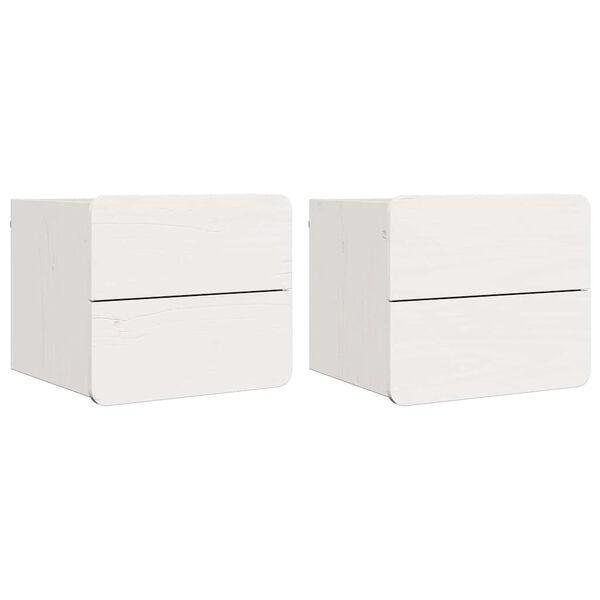 vidaXL S&auml;ngbord med l&aring;da 2 pcs Vit 39 x 34 x 33 cm Massiv furu