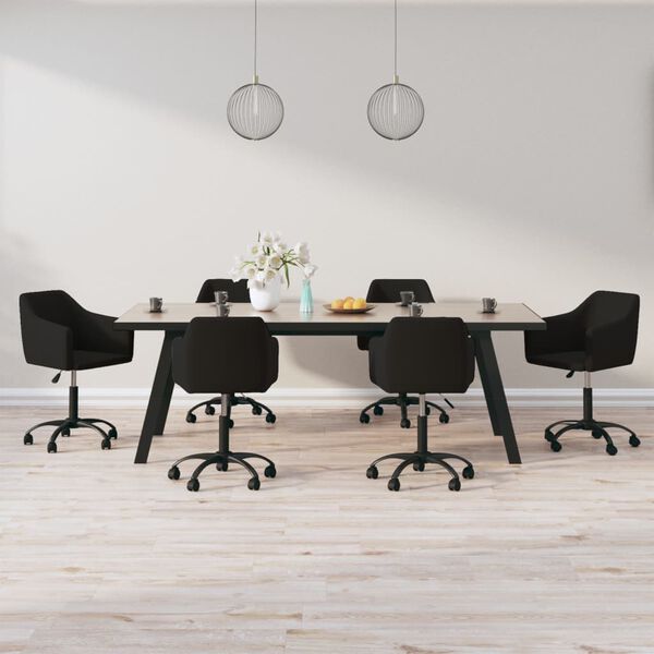 vidaXL Snurrbara matstolar 6 st svart sammet