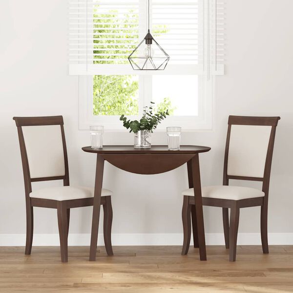 vidaXL Matstolar med dynor 2 st, brunt massivt trä gummi