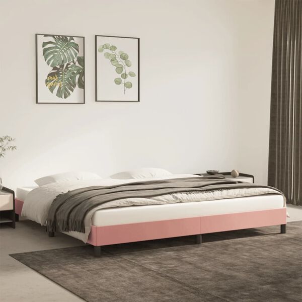 vidaXL Sängram rosa 200x200 cm sammet