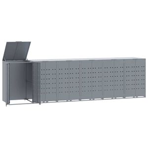 vidaXL Skjul f&ouml;r sopk&auml;rl f&ouml;r 6 platser gr&aring; 414x79x117 cm st&aring;l