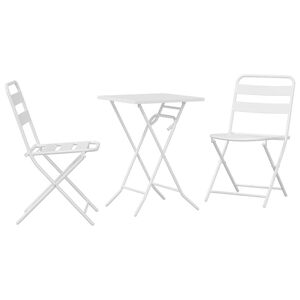 vidaXL Tr&auml;dg&aring;rds Bistro Set 3 st Vit St&aring;l