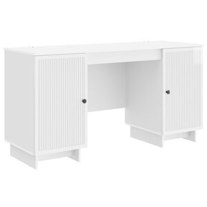 vidaXL Skrivbord Vit h&ouml;gglans Konstruerat tr&auml; 142,5 x 50 x 75 cm