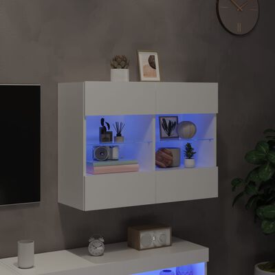 vidaXL Väggmonterad tv-bänk LED vit 78,5x30x60,5 cm