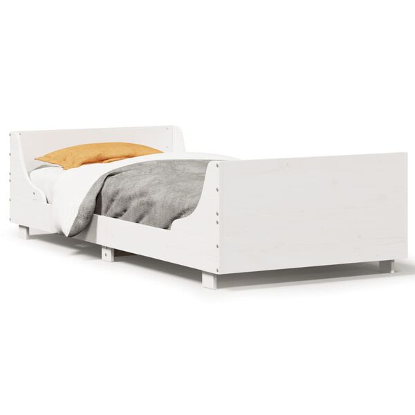 vidaXL Sängram utan madrass vit 100x200 cm massiv furu