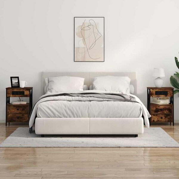 vidaXL Nattduksbord med l&aring;da R&ouml;kt ek 40 x 31 x 60 cm Konstruerat tr&auml;