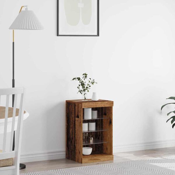 vidaXL LED-sido bord Gammalt tr&auml; 41 x 37 x 67 cm Konstruerat tr&auml;