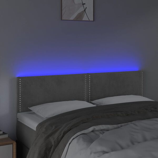 vidaXL S&auml;nggavel LED ljusgr&aring; 144x5x78/88 cm sammet