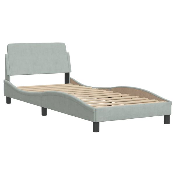 vidaXL Bed with Mattress Light Grey 90x200 cm Velvet
