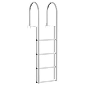vidaXL 4-stegs bryggstege Silver 45 &times;11,5 &times;162 cm Aluminium