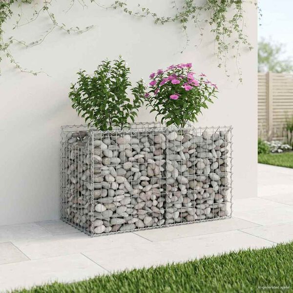 vidaXL Gabion upph&ouml;jd s&auml;ng Silver 100 x 50 x 60 cm Galvaniserat St&aring;l