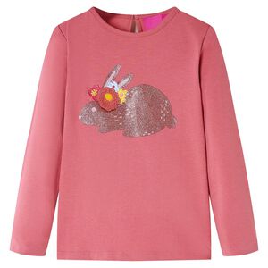 T-shirt med l&aring;nga &auml;rmar f&ouml;r barn gammelrosa 128