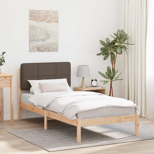 vidaXL Sängram med Klädd Huvudgavel Taupe 80 x 200 cm Massiv furu