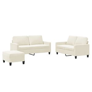 vidaXL Soffgrupp med dynor 3 delar gr&auml;ddvit sammet