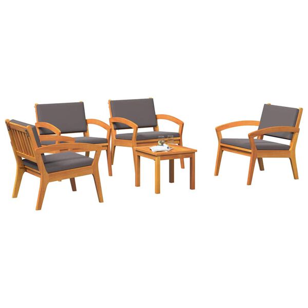 vidaXL Bistroset med kudde 5 pcs Brun Polyester