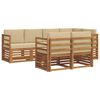 vidaXL Sektionsoffgrupp 7 pcs Naturlig och Beige Massivt Akaciatr&auml;