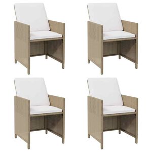 vidaXL Tr&auml;dg&aring;rdsstolar med dynor 4 st konstrotting beige