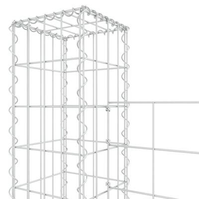 vidaXL U-formad gabionkorg med 4 stolpar järn 380x20x200 cm