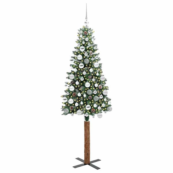 vidaXL Smal julgran med 300 LED-lampor Grön 180 cm PVC och solid furu
